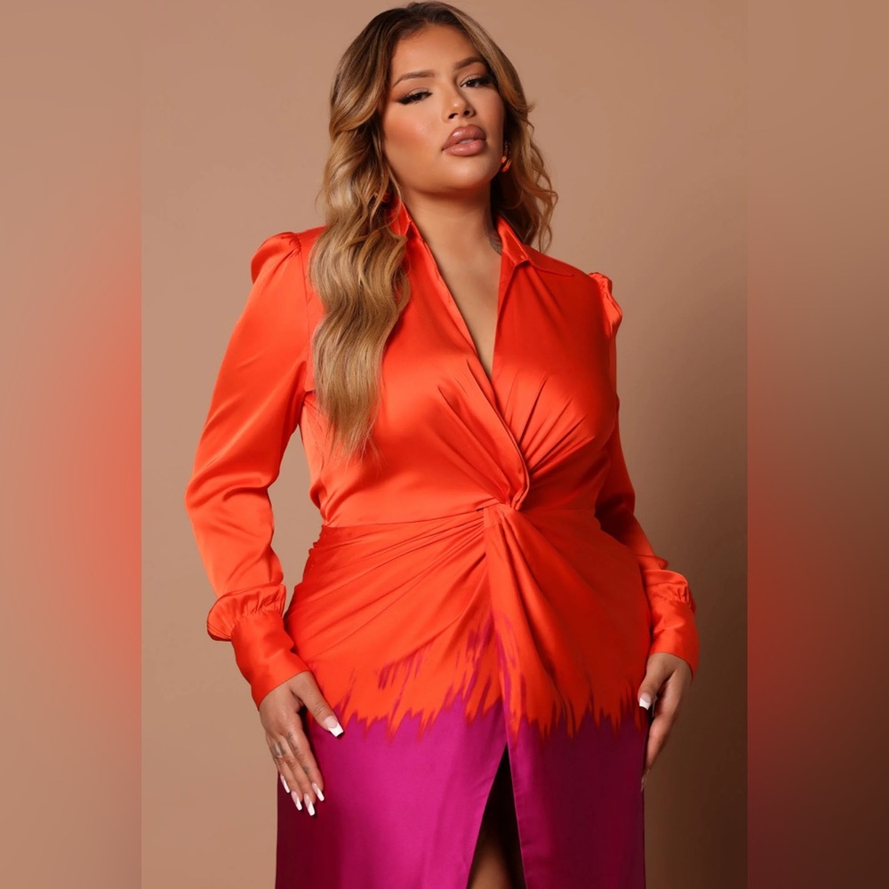 NWT 3X Melissa Ombre Maxi Dress - Orange/combo. A19 - Picture 5 of 9